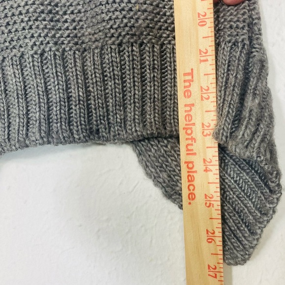 Y2K Cozy BKE Cardigan Sweater Grey Open Knit Wool Cable Knit Chain Detail Boho - Picture 3 of 9